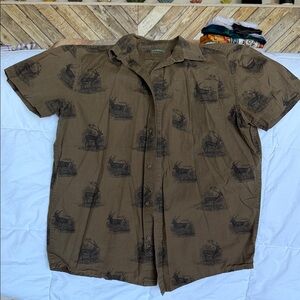 Prana Men's Tan Graphic Button Down Shirt